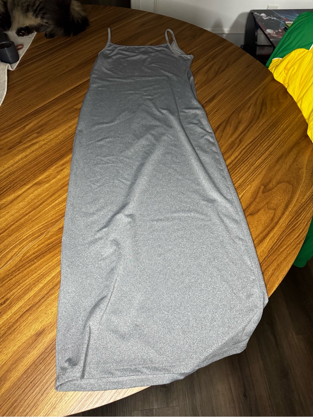 SHEIN Silver Gray Maxi Slip Dress with Spaghetti Straps